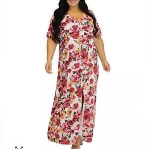 Maree Pour Toi Plus Floral Button Front Maxi Dress Size 26